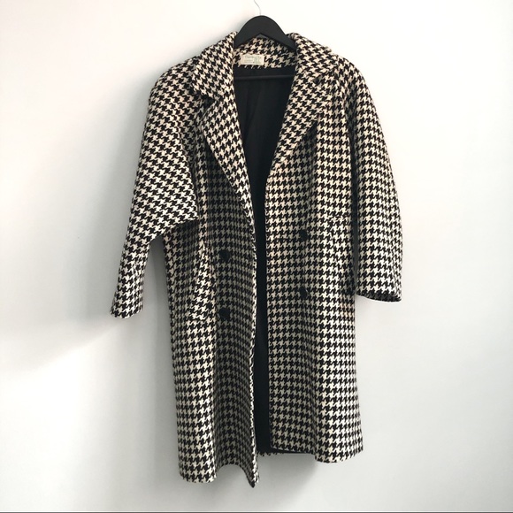 Vintage 90s Houndstooth Peacoat - Picture 1 of 6